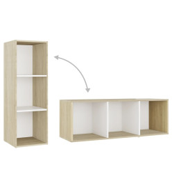 Meubles TV 4 pcs Blanc et chêne sonoma 107x35x37 cm Aggloméré