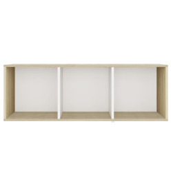 Meuble TV Blanc et chêne sonoma 107x35x37 cm Aggloméré