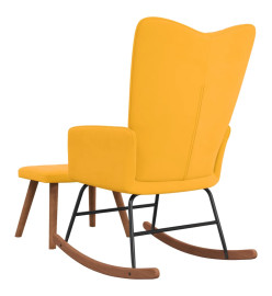 Chaise à bascule avec repose-pied Jaune moutarde Velours