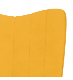 Chaise à bascule avec repose-pied Jaune moutarde Velours