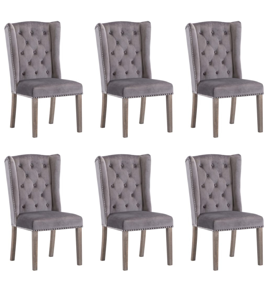 Chaises à manger lot de 6 gris velours