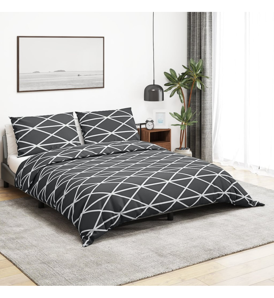 Ensemble de housse de couette Gris 200x220 cm Coton