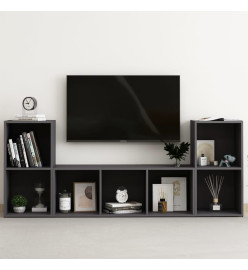 Ensemble de meubles TV 3 pcs Gris Aggloméré