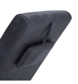 Chaise longue de massage avec oreiller Gris Similicuir daim