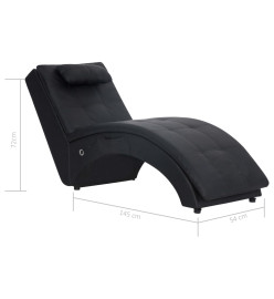 Chaise longue de massage avec oreiller Noir Similicuir