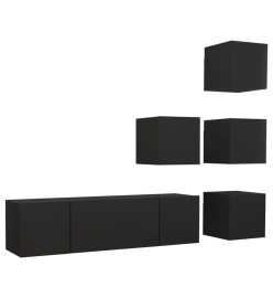 Ensemble de meuble TV 6 pcs Noir Aggloméré