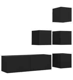 Ensemble de meuble TV 5 pcs Noir Aggloméré