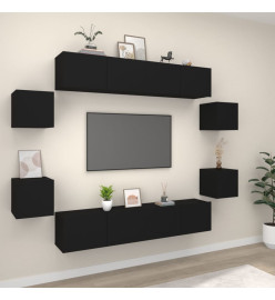 Ensemble de meubles TV 8 pcs Noir Bois d'ingénierie