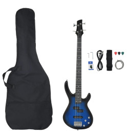 Guitare basse électrique de débutants sac bleu et noir 4/4 46"