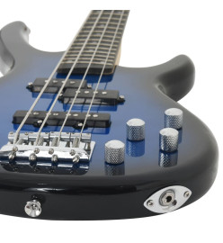 Guitare basse électrique de débutants sac bleu et noir 4/4 46"