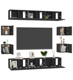 Ensemble de meubles TV 10 pcs Noir Aggloméré