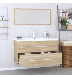 Ensemble de meubles de salle de bain 3 pcs Chêne sonoma