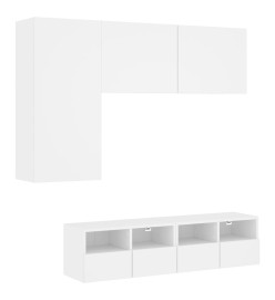 Unités murales TV 4 pcs blanc bois d'ingénierie