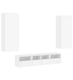 Unités murales TV 5 pcs blanc bois d'ingénierie