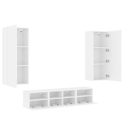 Unités murales TV 5 pcs blanc bois d'ingénierie