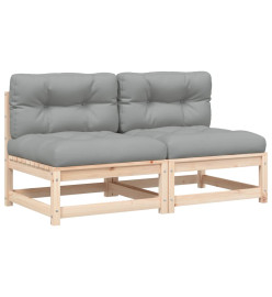 Canapés de jardin sans accoudoirs coussins 2pcs bois massif pin