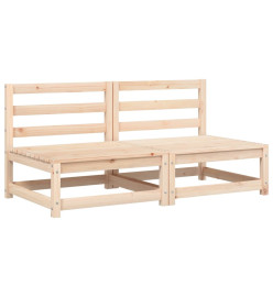 Canapés de jardin sans accoudoirs coussins 2pcs bois massif pin