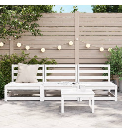 Canapés de jardin sans accoudoirs 3 pcs blanc bois pin massif