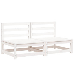 Canapés de jardin sans accoudoirs 2 pcs blanc bois pin massif