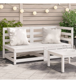 Canapé de jardin 2 places blanc bois de pin massif