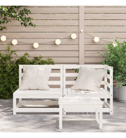 Canapé de jardin 2 places blanc bois de pin massif
