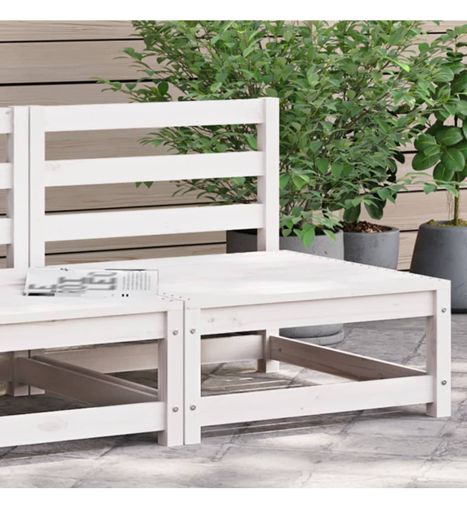 Canapé de jardin sans accoudoirs blanc bois de pin massif Canapé de jardin sans accoudoirs blanc bois de pin massif