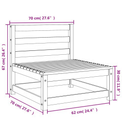 Canapé de jardin sans accoudoirs blanc bois de pin massif