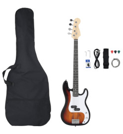 Guitare basse électrique de débutants sac brun et blanc 4/4 46"