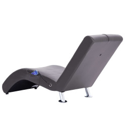 Chaise longue de massage avec oreiller gris similicuir