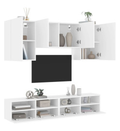 Unités murales TV 5 pcs blanc bois d'ingénierie