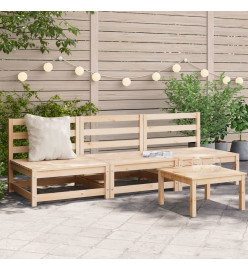 Canapés de jardin sans accoudoirs 3 pcs bois de pin massif