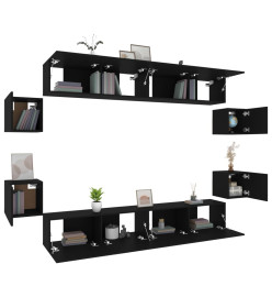 Ensemble de meubles TV 8 pcs Noir Bois d'ingénierie