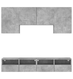 Unités murales TV 5 pcs gris béton bois d'ingénierie