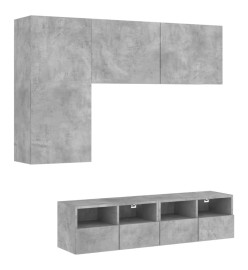 Unités murales TV 4 pcs gris béton bois d'ingénierie