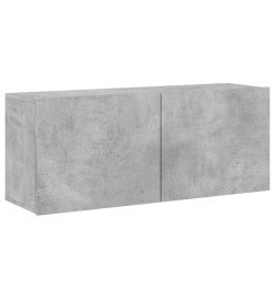 Unités murales TV 4 pcs gris béton bois d'ingénierie