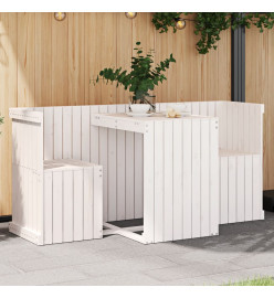 Set de balcon 2 places blanc bois de pin massif