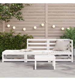 Canapé de jardin repose-pieds 2 places blanc bois massif de pin
