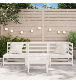 Canapé de jardin 3 places blanc bois de pin massif