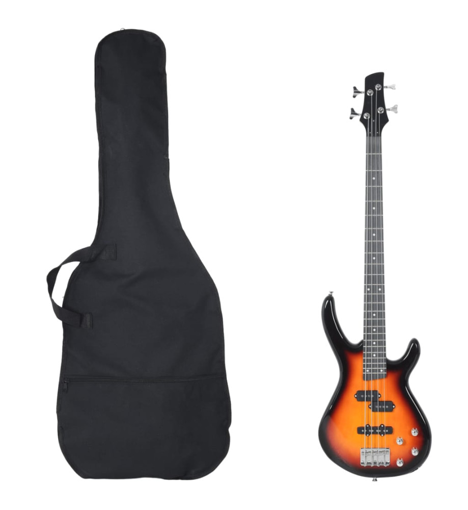 Guitare basse électrique de débutants sac brun et noir 4/4 46"