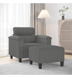 Fauteuil avec repose-pied Gris foncé 60 cm Tissu microfibre