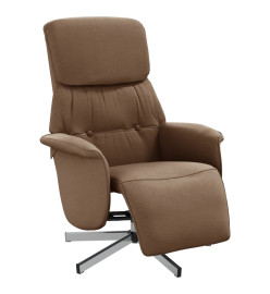 Fauteuil inclinable avec repose-pieds marron tissu