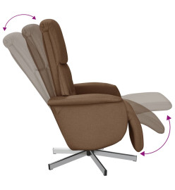 Fauteuil inclinable avec repose-pieds marron tissu