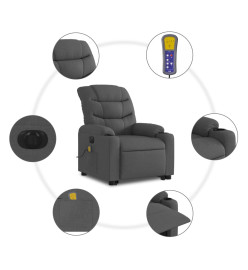 Fauteuil inclinable de massage électrique Gris foncé Tissu