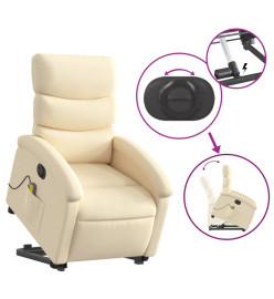 Fauteuil inclinable de massage électrique Crème Tissu