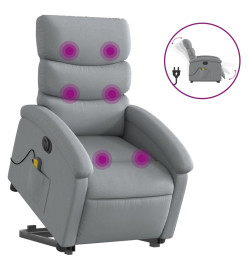 Fauteuil inclinable de massage électrique Gris clair Tissu