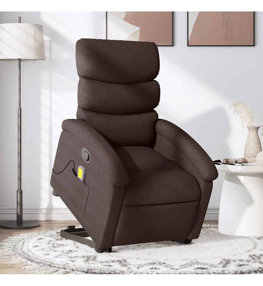 Fauteuil inclinable de massage Marron foncé Tissu