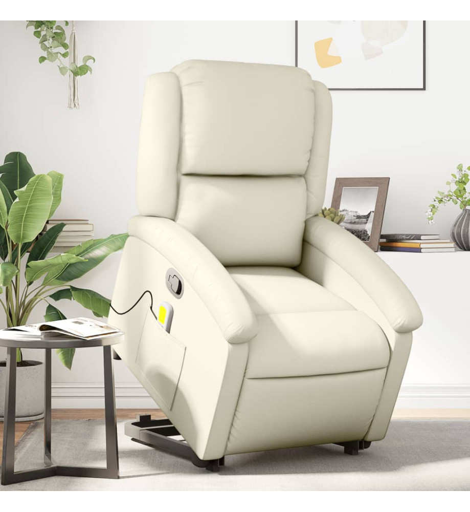 Fauteuil inclinable de massage Crème Similicuir