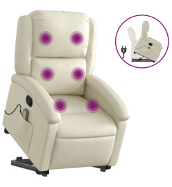 Fauteuil inclinable de massage Crème Similicuir