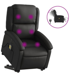 Fauteuil inclinable de massage électrique noir cuir véritable