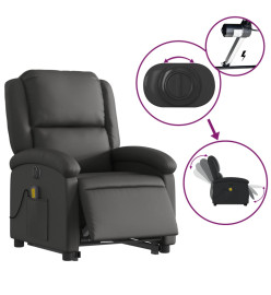 Fauteuil inclinable de massage électrique noir cuir véritable